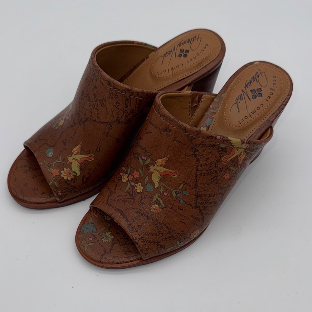 Patricia Nash Womans Block Heel Mule Slide Ottavia Floral Map Print 6.5 New